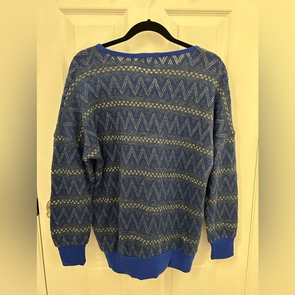 Blue and Gold Patterned Sweater, Sz L - Picture 6 of 7